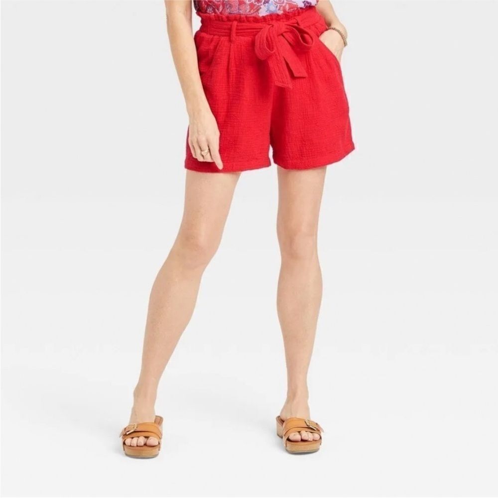 KNOX ROSE | NEW Rebel Red Eyelet Pull On Belted Shorts Women’s Size X-Large